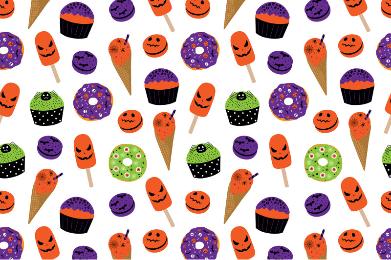 halloween-food-pattern-cupcake-pattern-dessert-pattern