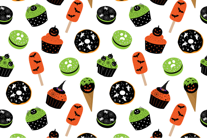 halloween-food-pattern-cupcake-pattern-dessert-pattern