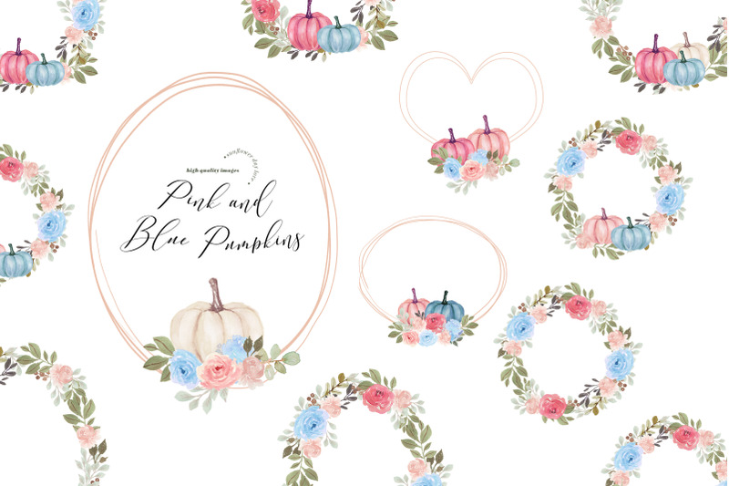 pink-amp-blue-flowers-pumpkin-frame-clipart-elegant-fall-pumpkin-frame