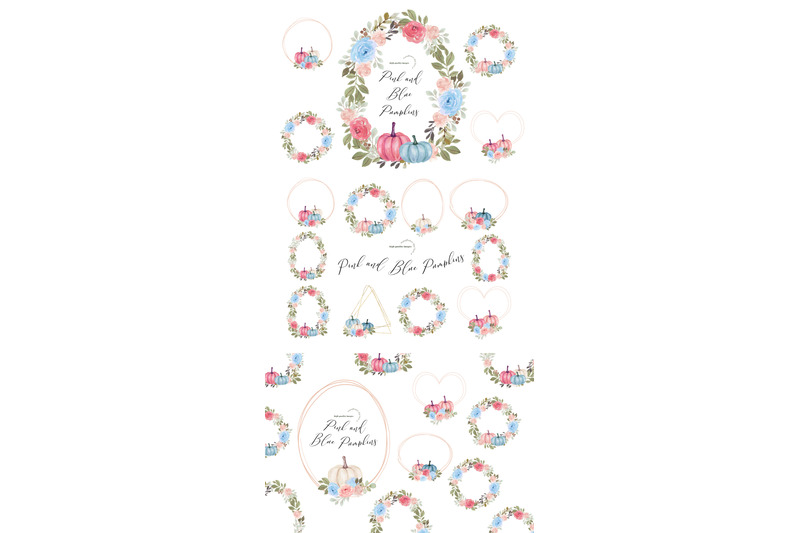 pink-amp-blue-flowers-pumpkin-frame-clipart-elegant-fall-pumpkin-frame