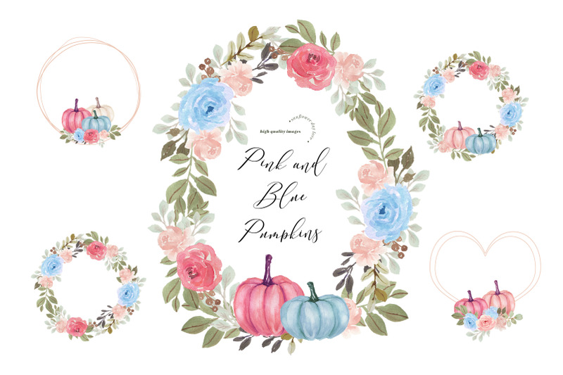 pink-amp-blue-flowers-pumpkin-frame-clipart-elegant-fall-pumpkin-frame