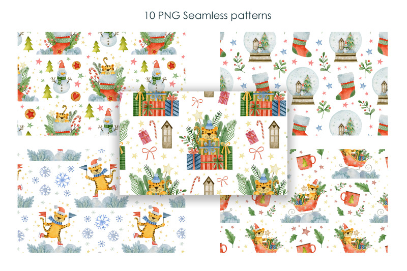 watercolor-new-year-seamless-patterns-merry-christmas