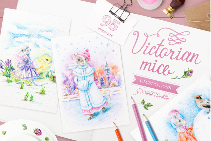 cute-victorian-mice-set