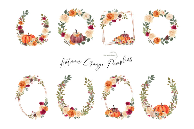 gold-frame-orange-pumpkins-clipart-rustic-burnt-orange-pumpkin