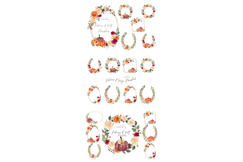 gold-frame-orange-pumpkins-clipart-rustic-burnt-orange-pumpkin