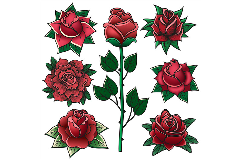 vintage-engraving-roses-old-school-tattoo-symbols-old-tattoo-school-r