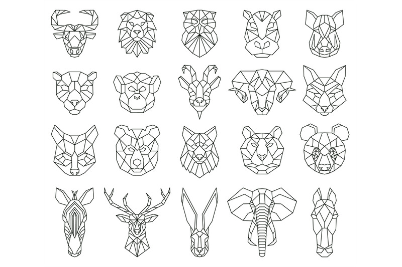 polygonal-geometric-linear-animal-fox-deer-bear-portraits-animals-h