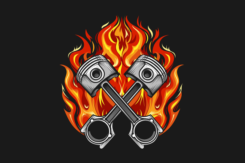 two-crossed-pistons-in-burning-flame