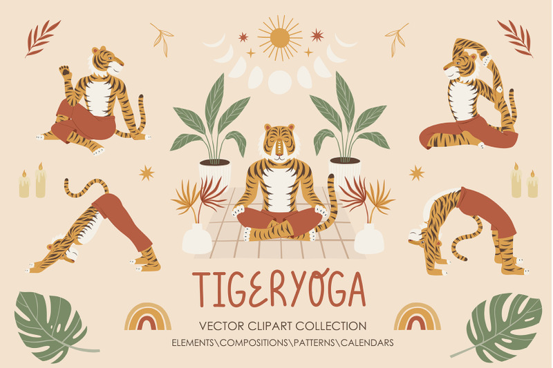 tigeryoga-vector-clipart-set