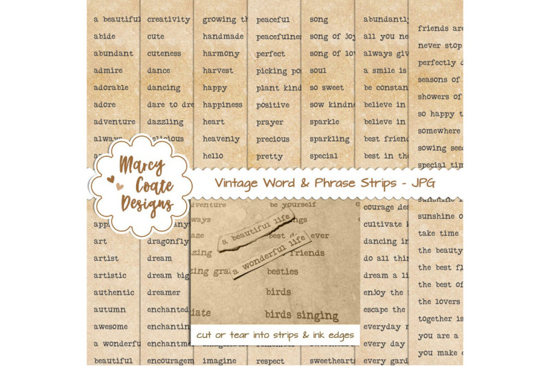 coffee-dyed-word-strips-bundle-with-7-pages
