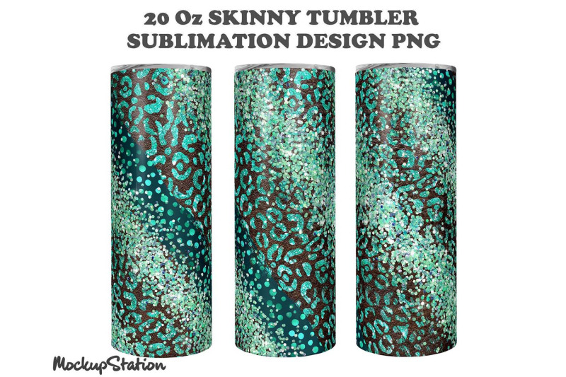 leopard-turquoise-glitter-20oz-skinny-tumbler-sublimation-design