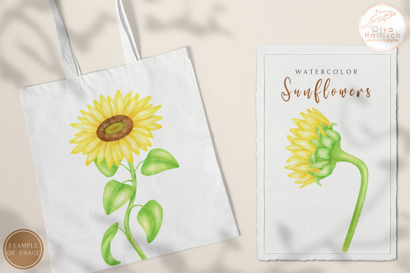 sunflowers-png-watercolor-flowers-and-leaves-clipart-set