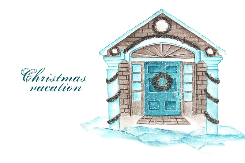 christmas-vacation-watercolor-clipart-farmhouse-christmas-clipart