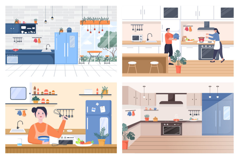 16-kitchen-room-with-furniture-background-vector-illustration