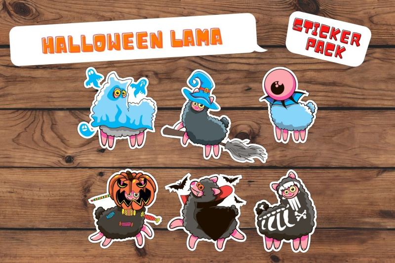 halloween-lama-stickers