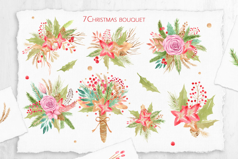 watercolor-christmas-floral-arrangement
