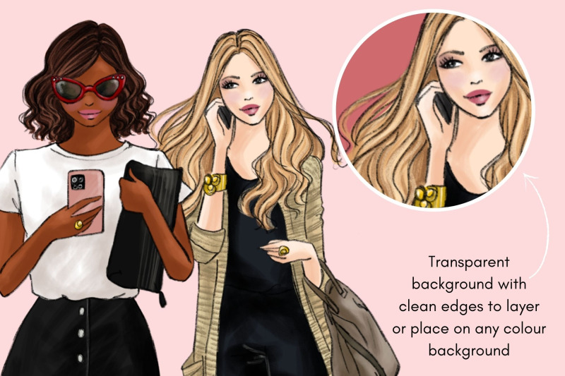 girls-with-phone-3-fashion-clipart-set