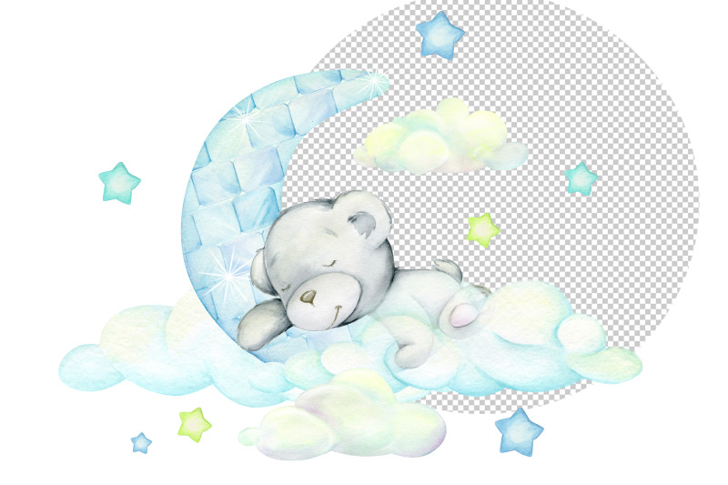 watercolor-animals-clipart-white-teddy-bear-the-moon-the-clouds-wi