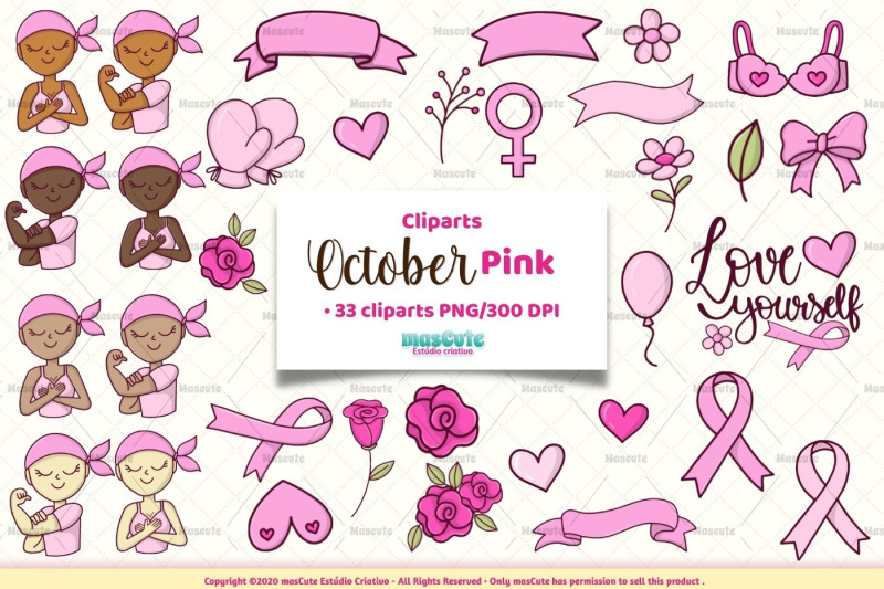 october-pink-cliparts-bundle