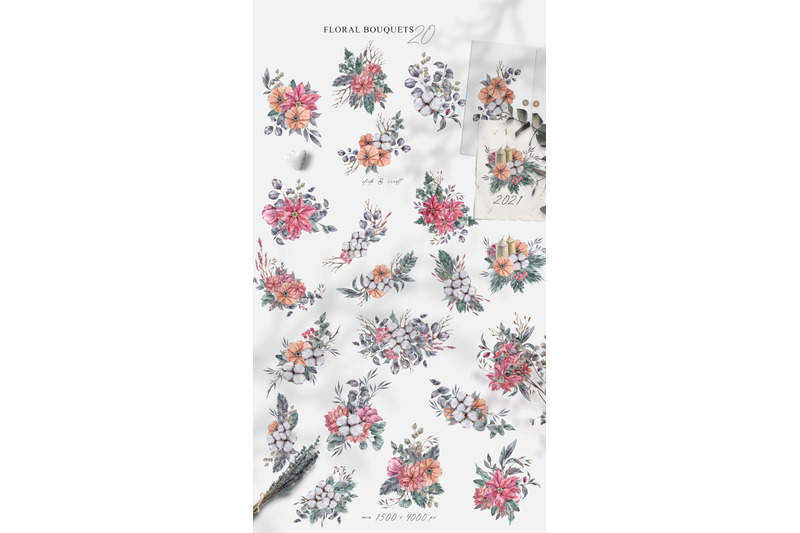 watercolor-christmas-bouquet-clipart-collection-winter-plants