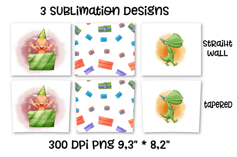 cute-dino-party-sublimation-design-skinny-tumbler-wrap-design