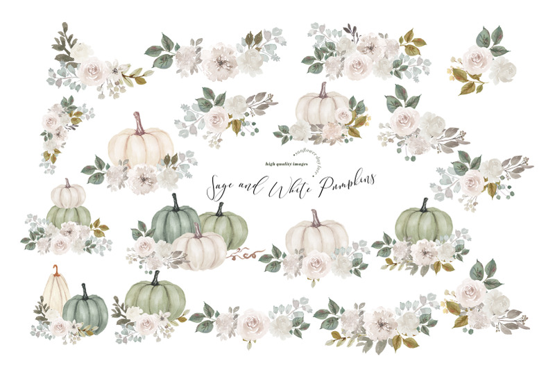 sage-and-white-arrangements-pumpkins-clipart-digital-pumpkin-planner