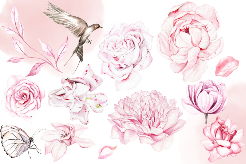 hand-drawn-watercolor-flowers-amp-birds