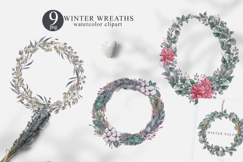 watercolor-floral-christmas-wreath-clipart-for-sublimation