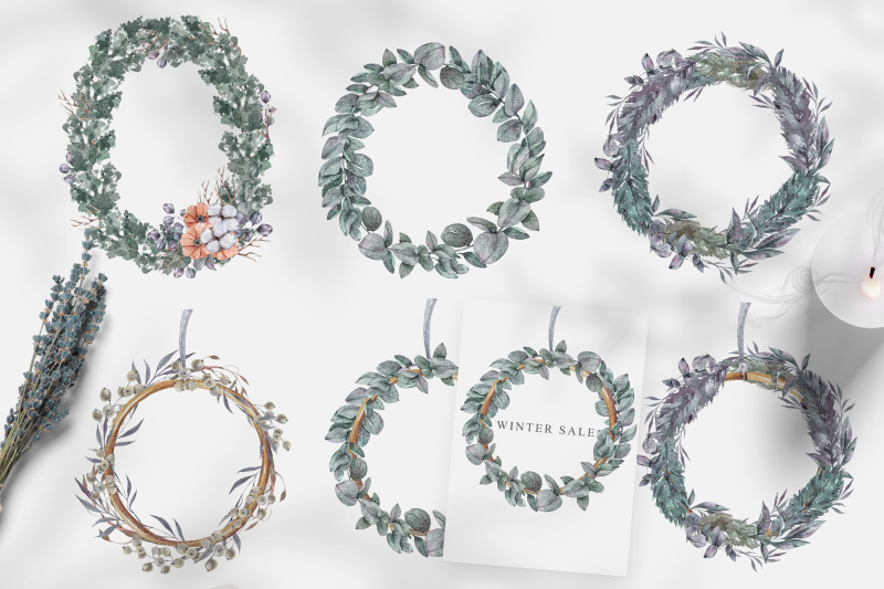 watercolor-floral-christmas-wreath-clipart-for-sublimation