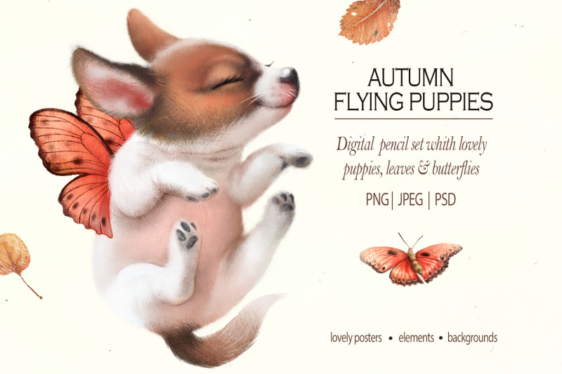 autumn-flying-puppies-digital-pencil