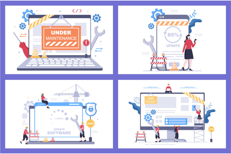 15-software-system-under-maintenance-vector-illustration