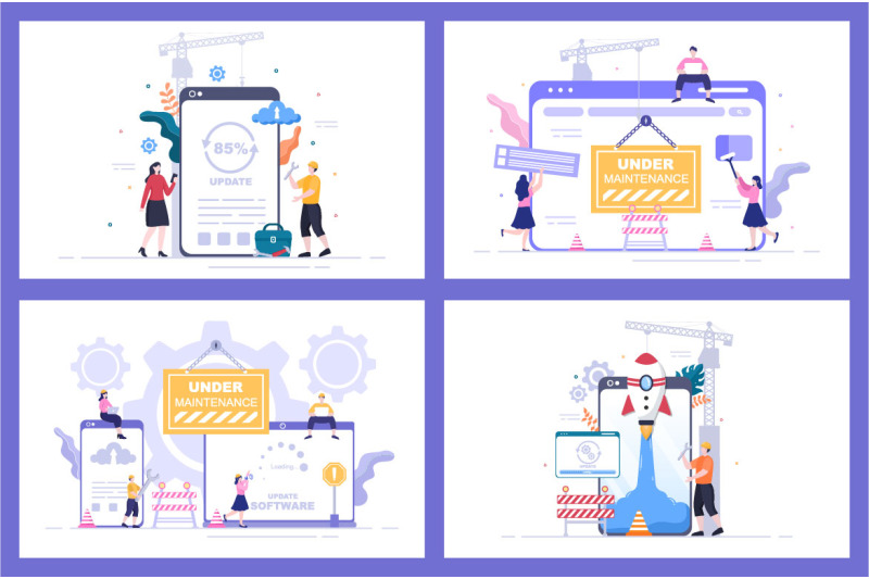 15-software-system-under-maintenance-vector-illustration