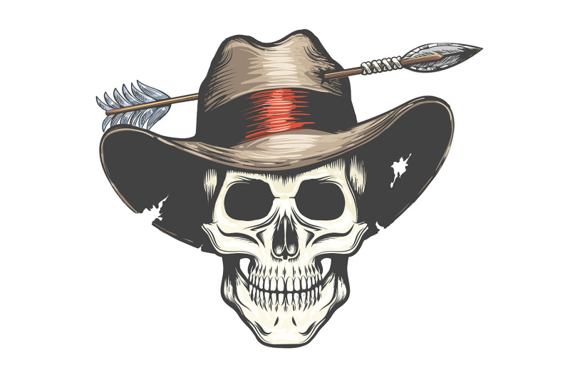 the-skull-in-arrow-shot-cowboy-hat-tattoo