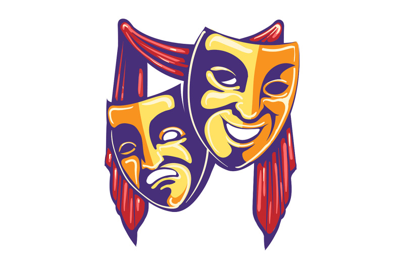 theater-masks-retro-emblem