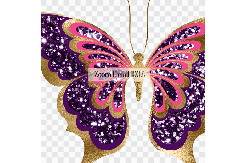 15-pink-purple-gold-glitter-foil-fairy-butterfly-clip-arts