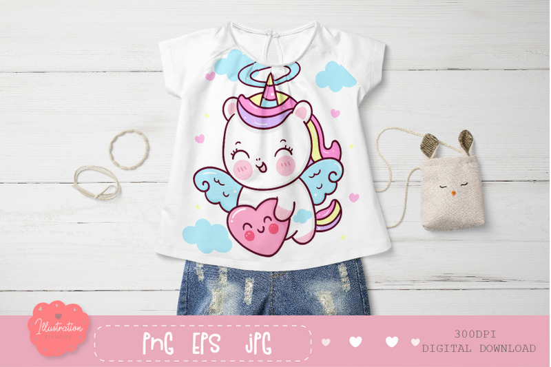 cute-unicorn-clipart-kawaii-stickers-pony-png-illustration