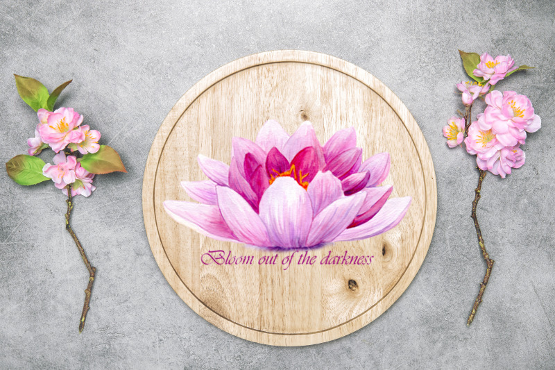 lotus-watercolor-flower-watercolor-sublimation-design-png