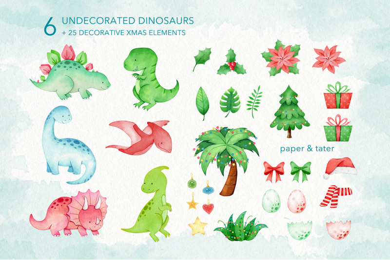 watercolor-christmas-dinosaurs-clipart-cute-xmas-dino-png