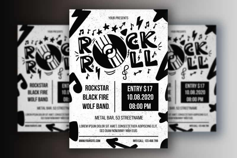 monochrome-rock-039-n-039-roll-poster-template