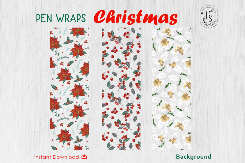 christmas-holly-berry-pen-wraps-file-set