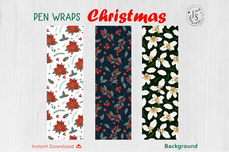 christmas-holly-berry-pen-wraps-file-set