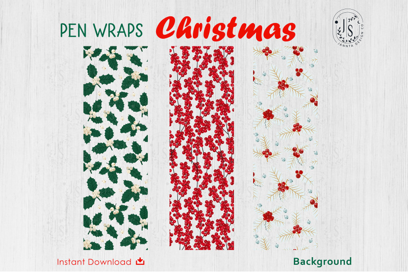 christmas-holly-berry-pen-wraps-file-set