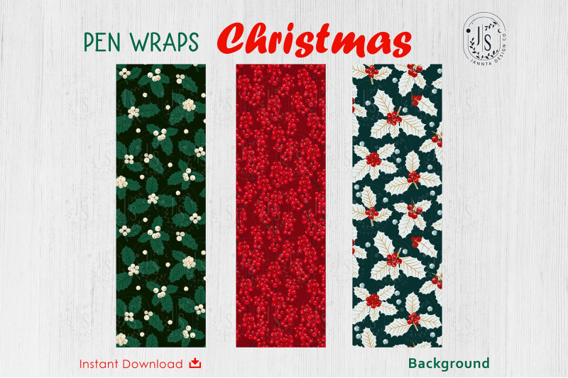 christmas-holly-berry-pen-wraps-file-set