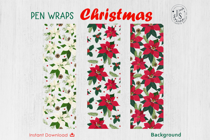 christmas-poinsettia-pen-wraps-file-set