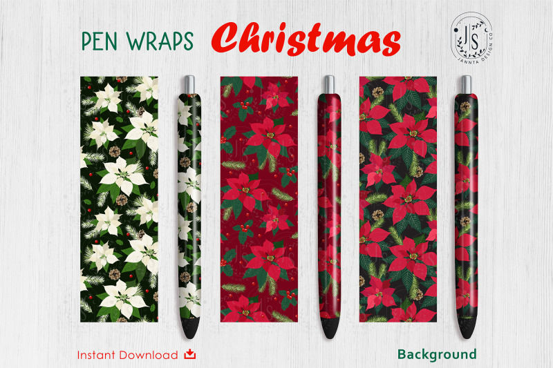 christmas-poinsettia-pen-wraps-file-set