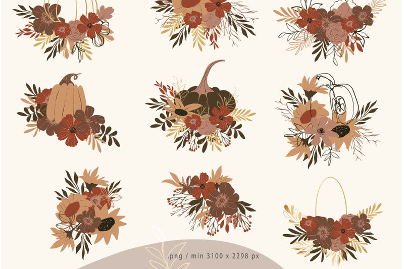 fall-abstract-floral-bouquets-png-for-sublimations-clipart