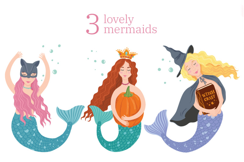 cute-mermaids-and-other-creatures-vector-illustrations
