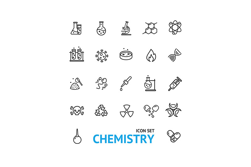 chemistry-lab-sign-color-thin-line-icon-set-vector
