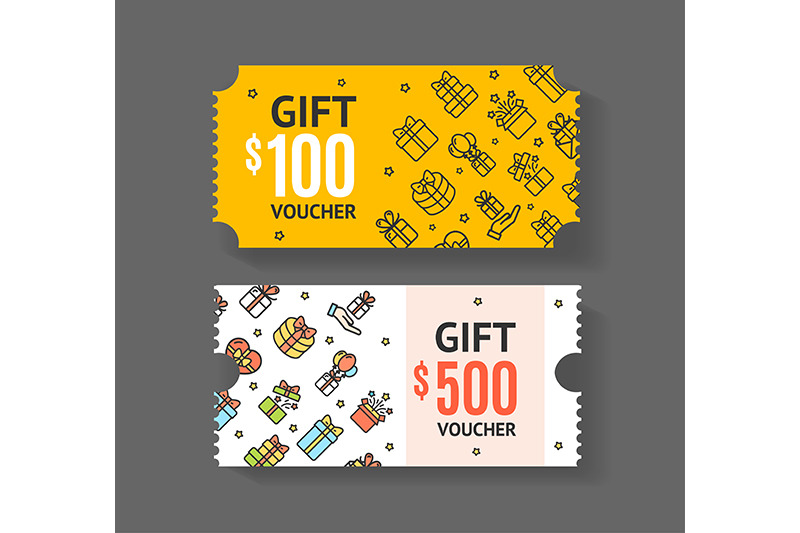 gift-voucher-coupon-set-with-thin-line-icons-vector