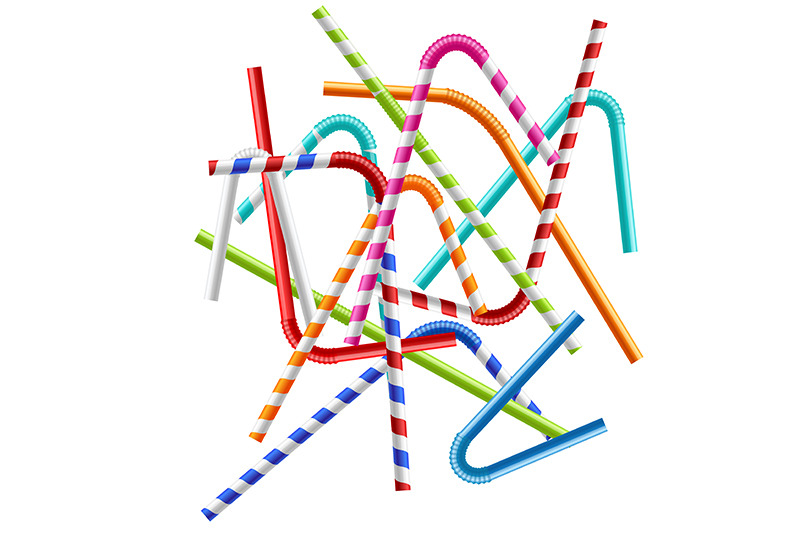 realistic-detailed-3d-different-color-plastic-straw-set-vector